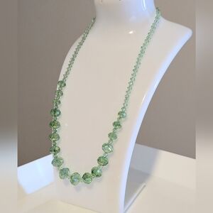 Green Glass Faceted Beaded Necklace
